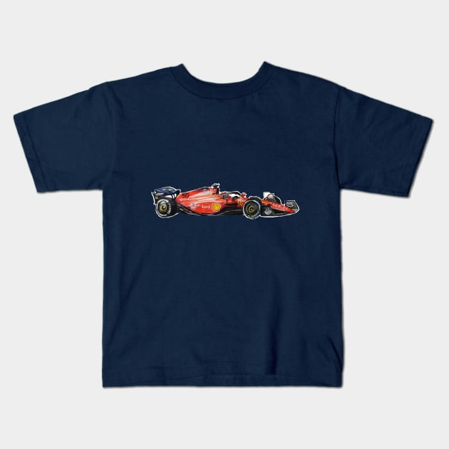 Racing Car in watercolours pattern illustration, Formula 1 watercolours Kids T-Shirt by Ala Lopatniov